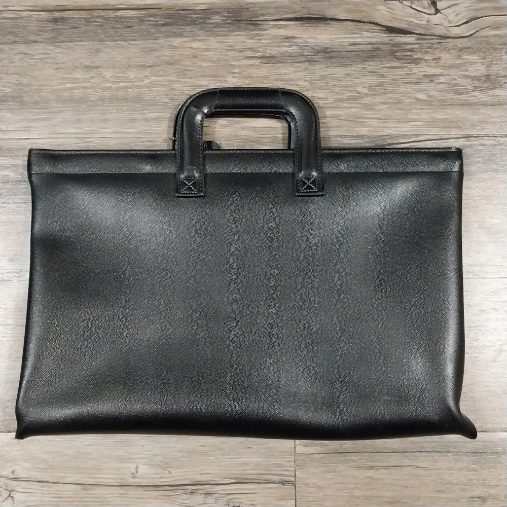 Hazel Faux Vegan Leather Portfolio Laptop Case Black Document Case